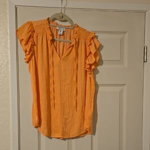 Orange Ruffled Sleeve Top